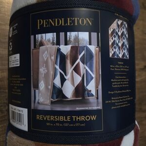 New Pendleton Blanket Reverse Throw Hiking Camping Brown Geometric Home Decor